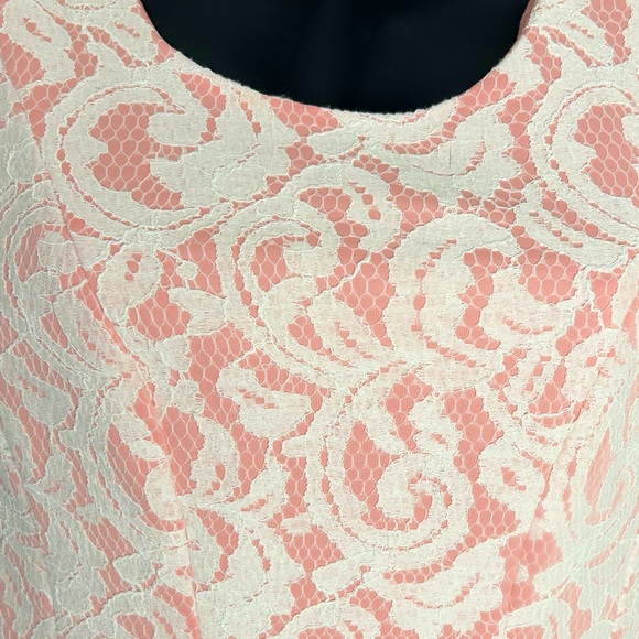 Pink and White Lace Midi Dress - Picture 9 of 10